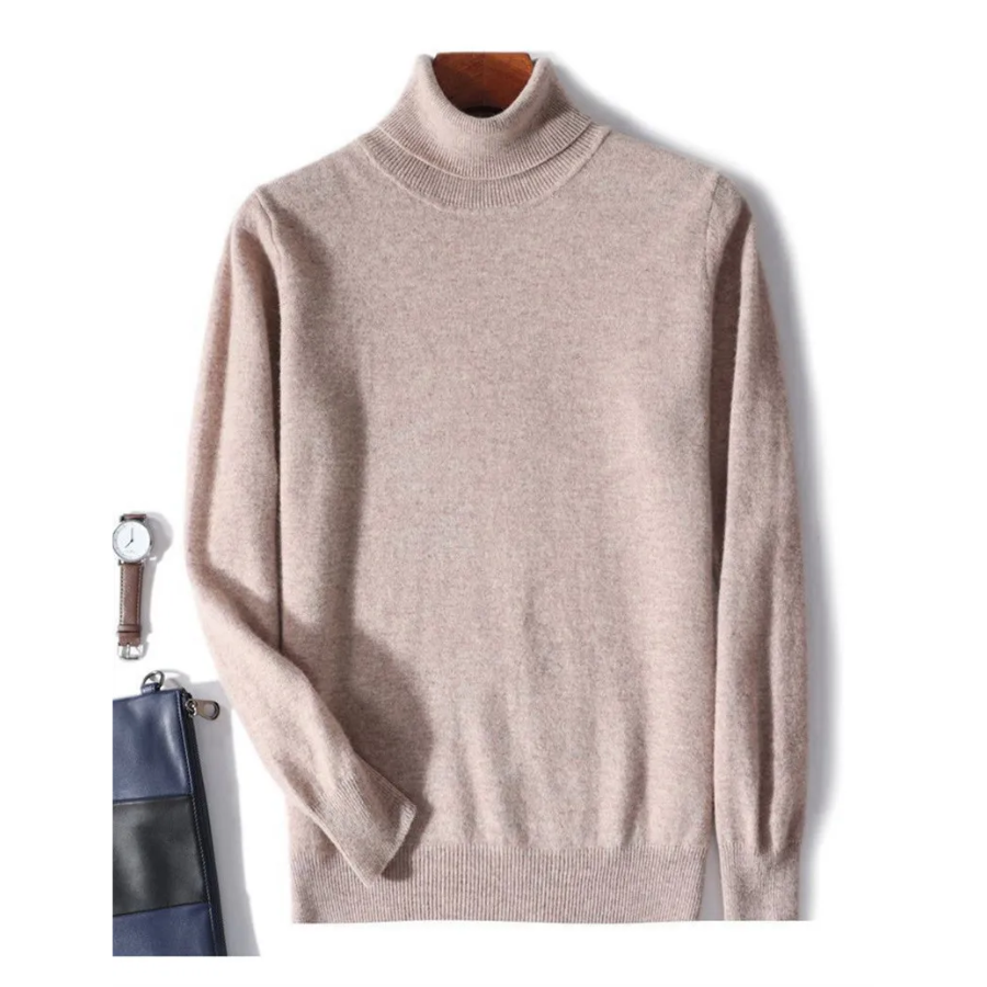 Herren Wollpullover Mit Rollkragen Und Schlankem Design