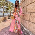 - Elegnat bedrucktes Beach Cover Up Kleid