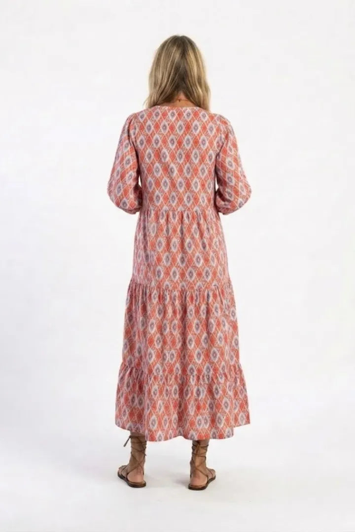 Zaria | Paisley Print V-Neck Short Sleeve Midi Dress