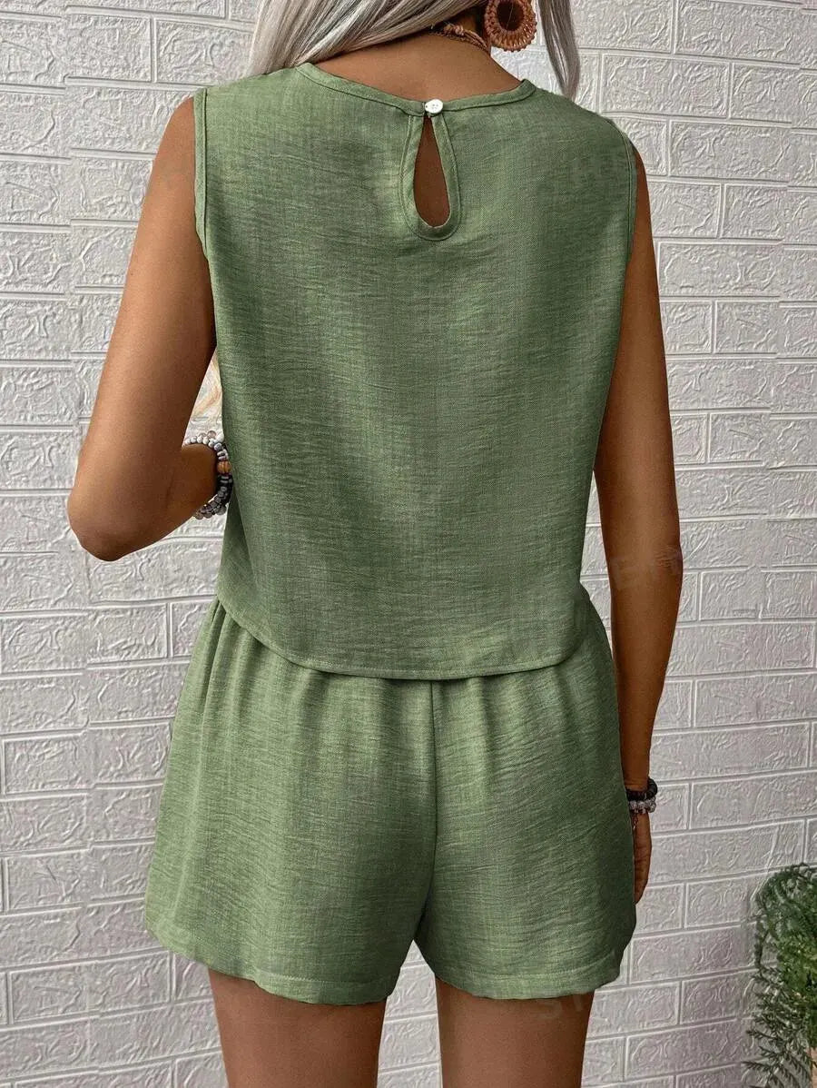 KATE | Luchtige Dames Set van Top & Shorts – Relaxed Fit & Cropped Comfort Voor Zomerse Dagen