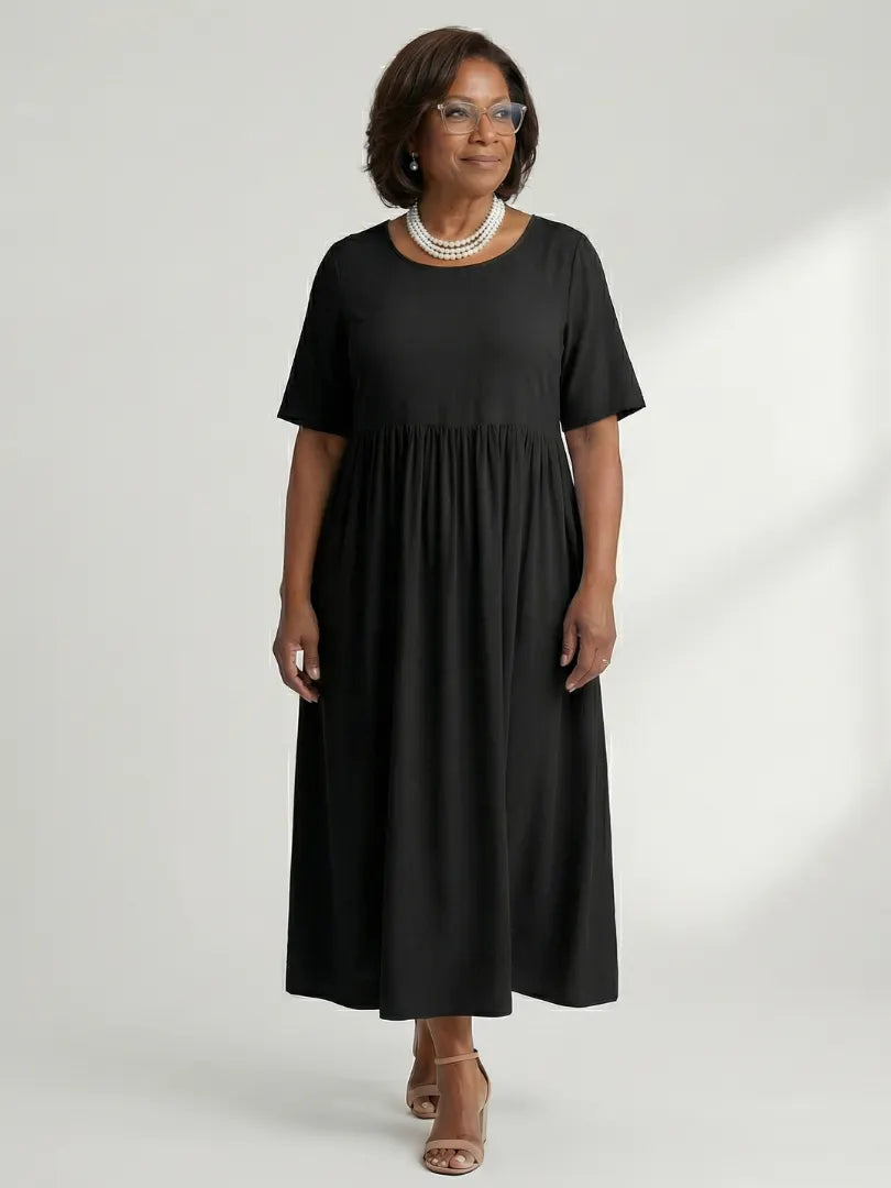 Ciren | Simple Gather Midi Dress