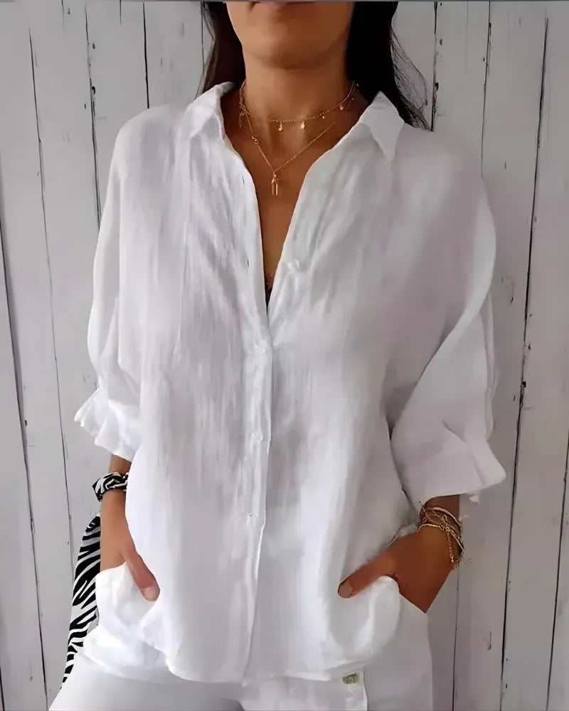 Dames Shirt met Rolmouwen en Casual Chic Stijl