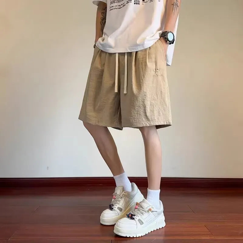 Herren Bequeme Leinen-Shorts mit verstellbarem Kordelzug und seitlichen Taschen