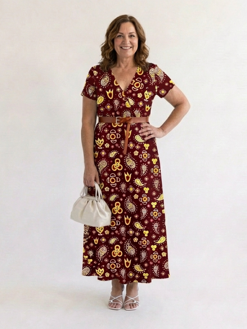 Lyra | Elegant Floral V-Neck Midi Dress