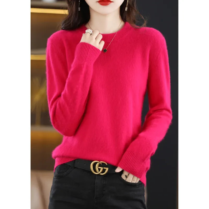 Kaschmir Pullover Damen Luxuriöser Rundhalsausschnitt, Weich & Modisch