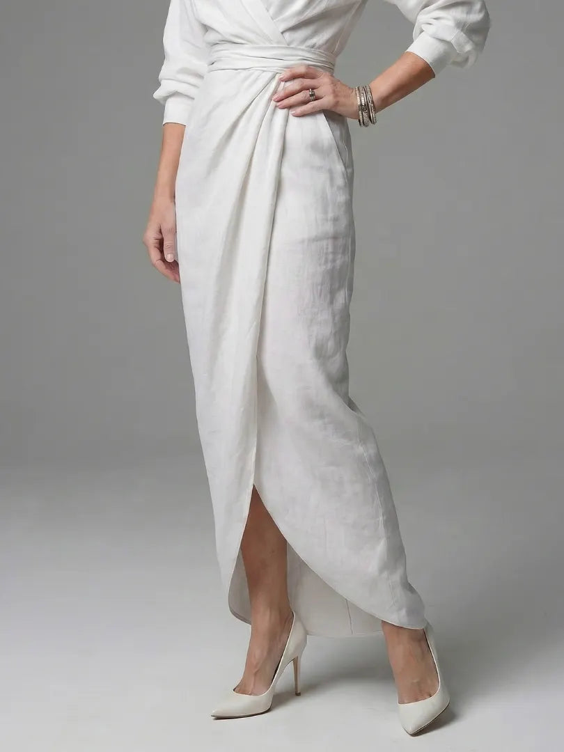 Olympia | Diagonal Drape Maxi Dress