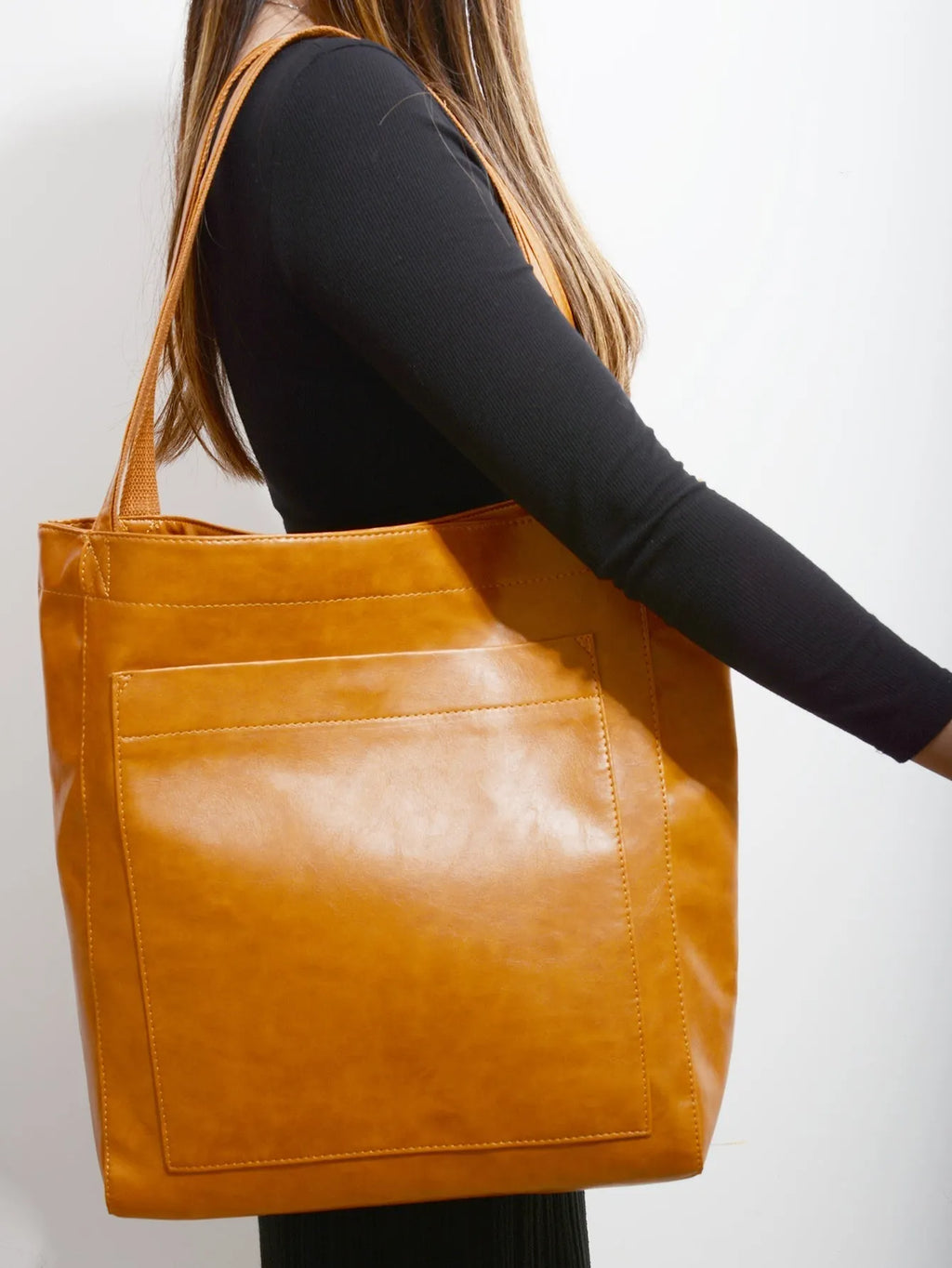 Damen-Schultertasche aus veganem Leder mit groÃŸzÃ¼gigem Stauraum