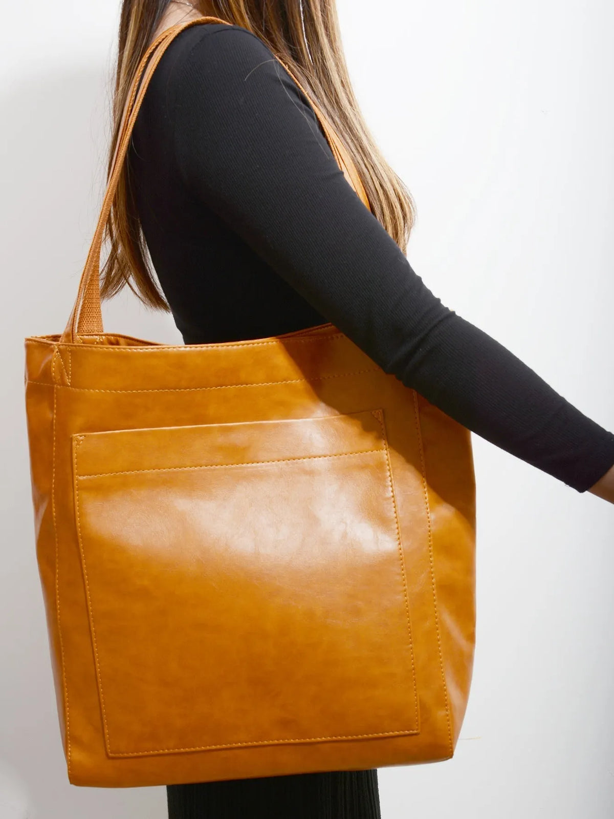 Damen-Schultertasche aus veganem Leder mit groÃŸzÃ¼gigem Stauraum