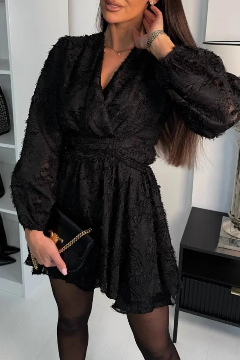 Sexy Cut Out Bow Decor V Neck A Line Dresses