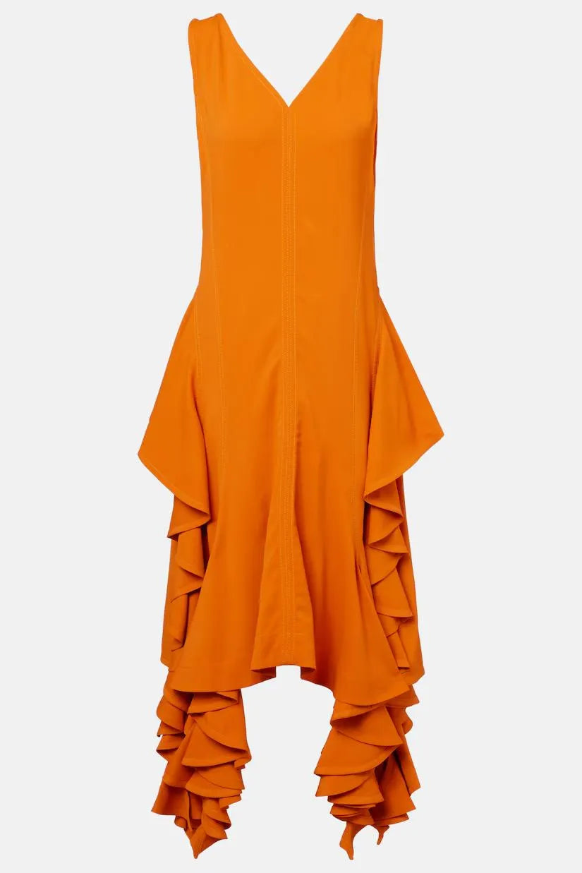 Asymmetrisches Kleid mit Volant-Rock