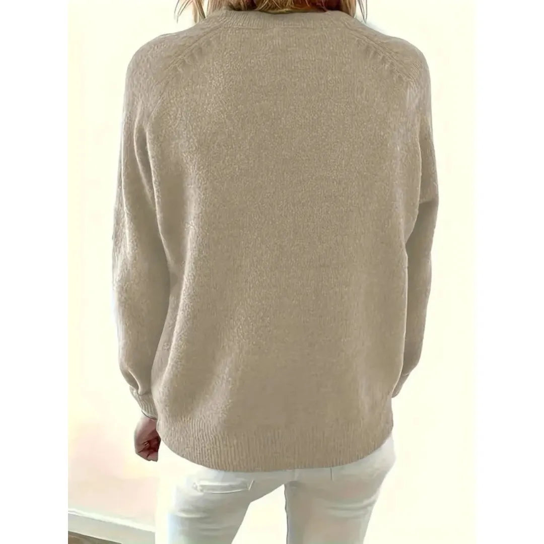 Trui voor Dames met Knoopdetail en V-hals