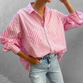 MAKENA | Oversized Dames Blouse - Gestreept Met Borstzakje