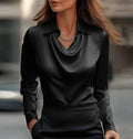 Long-sleeved shirt with an irregular collar