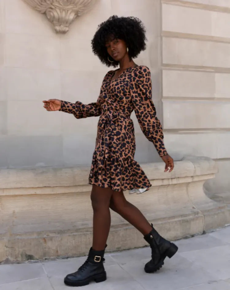 Party Mini Dress With Wrap Design And Long Sleeves
