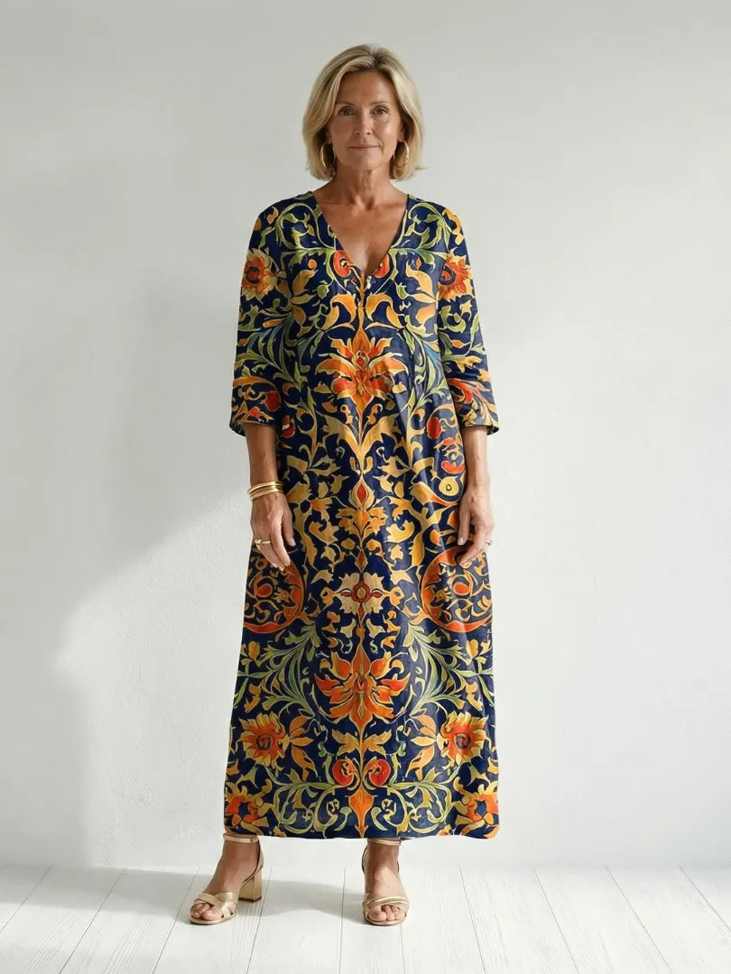 Elise | Clean Ornate Floral Midi Dress