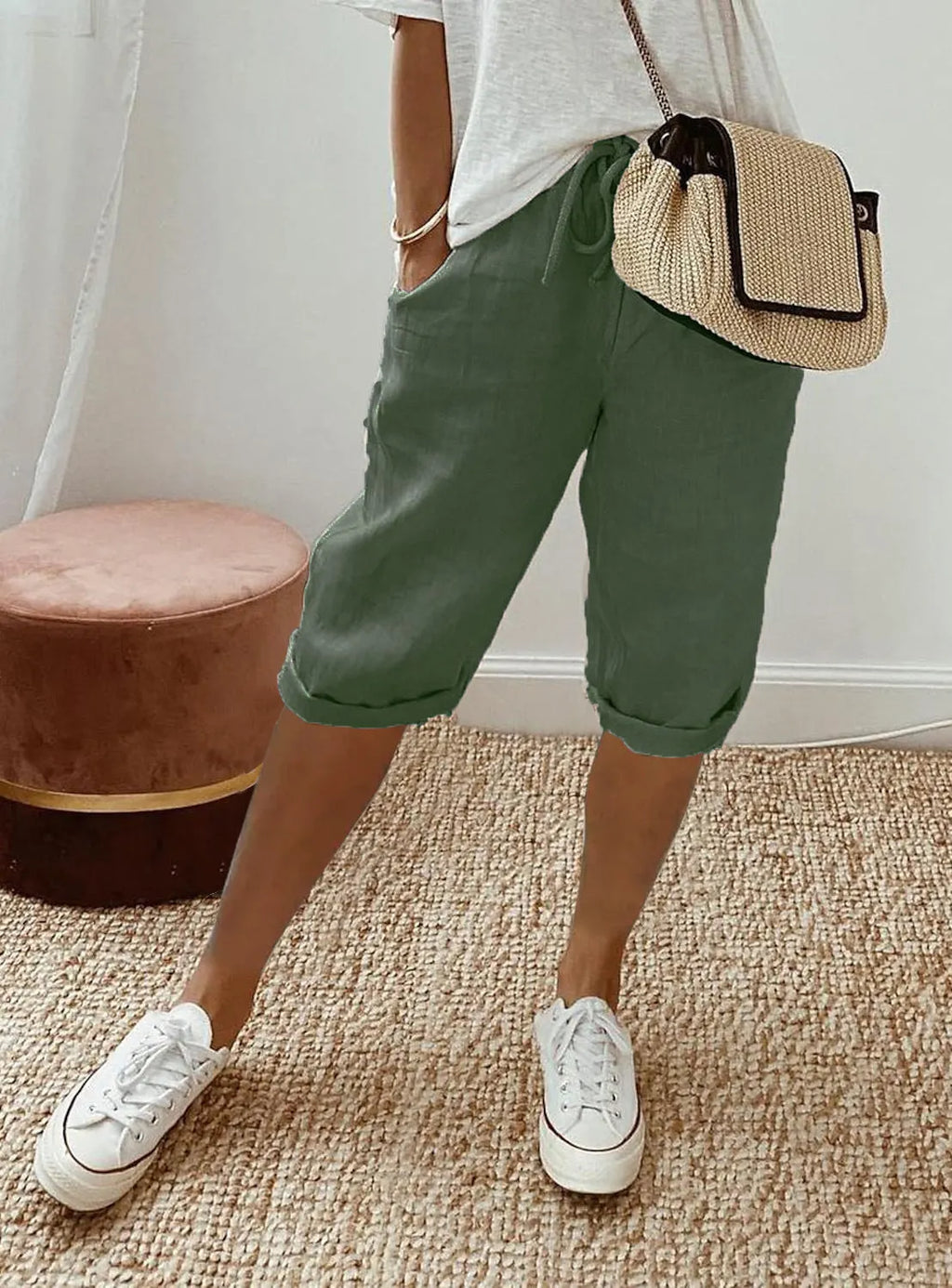Damen Luftige Leinen Shorts