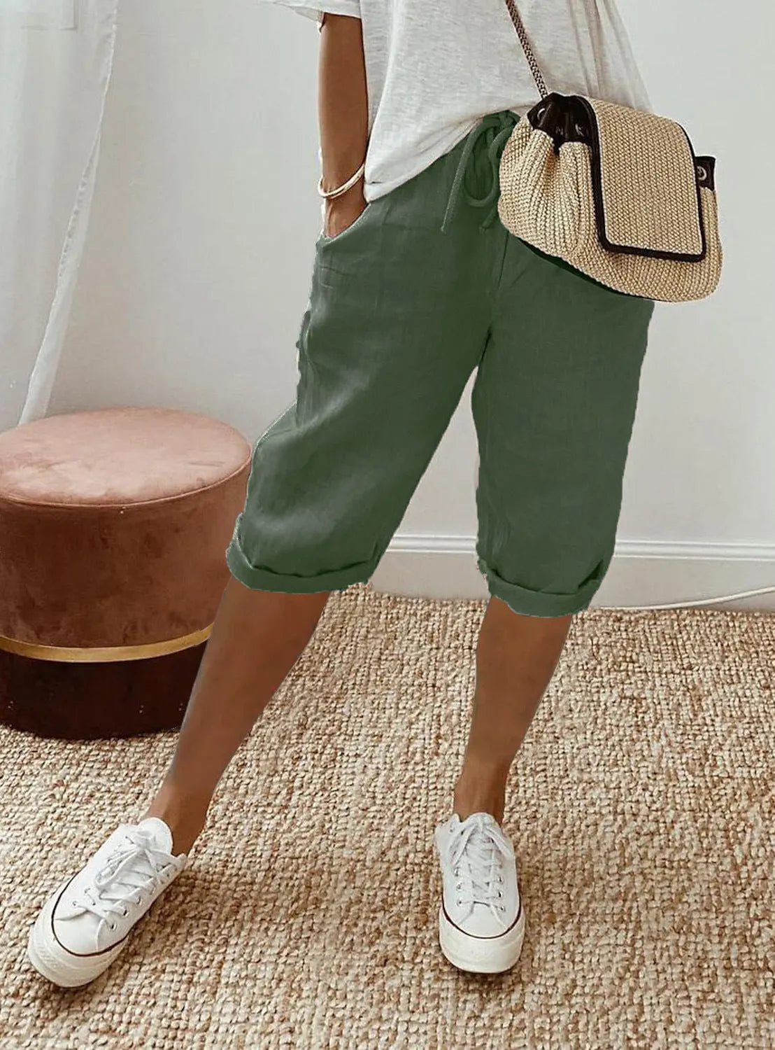 Damen Luftige Leinen Shorts