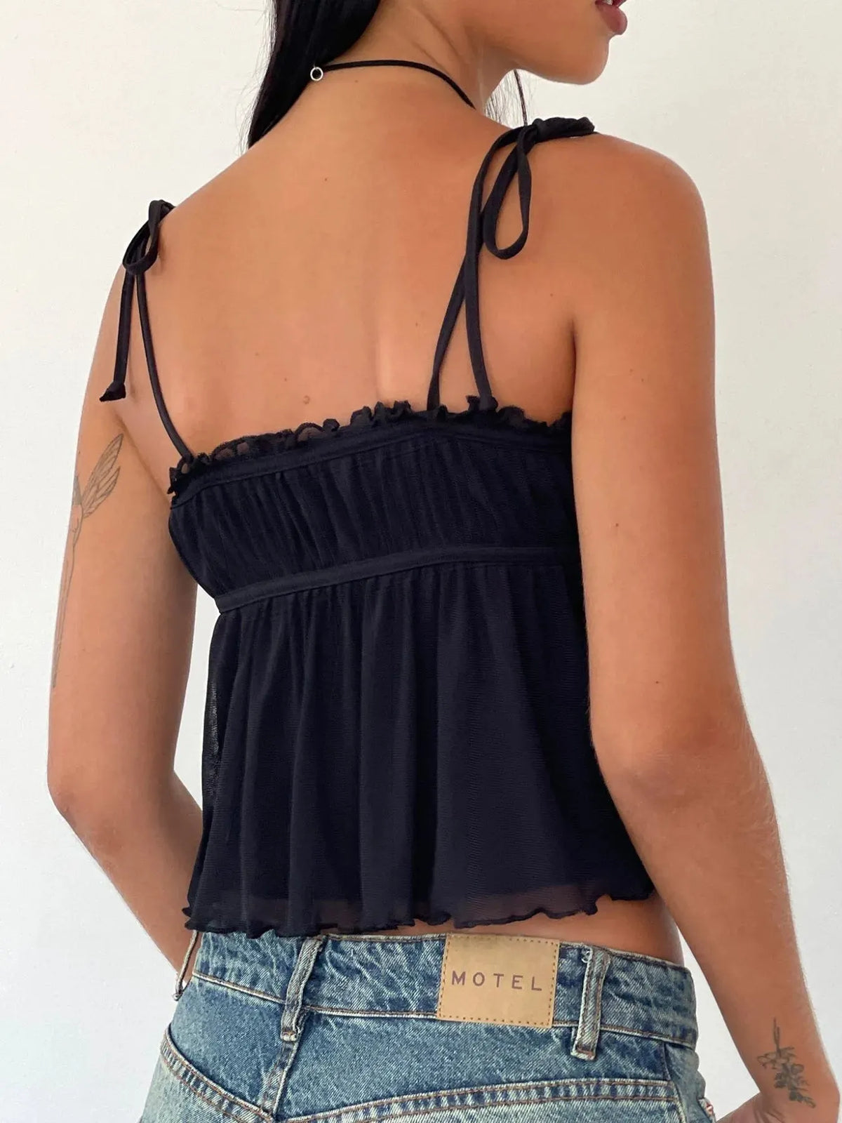 Contrast Trim Tie Straps Cami