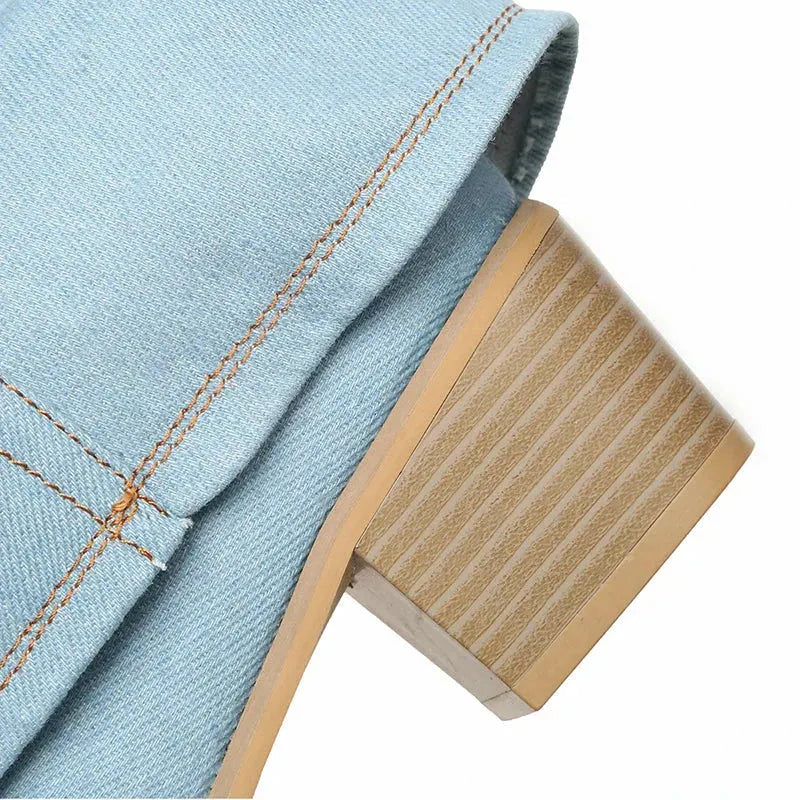 Beverle | Denim Cowboy Boots - Casual