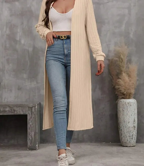 Long ribbed jacket with long sleeves