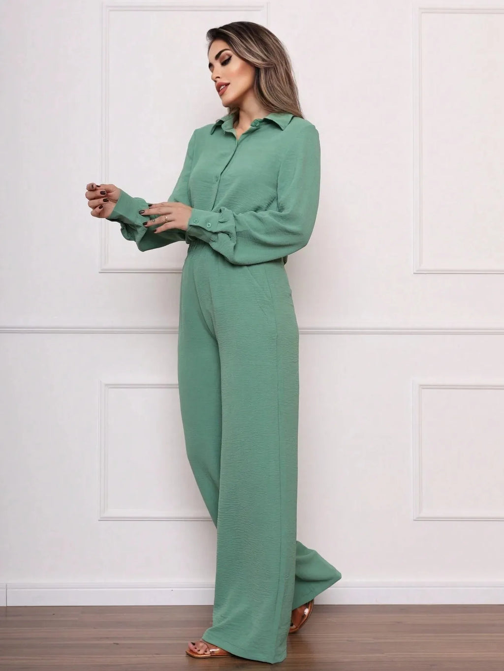 Conjunto Feminino CalÃ§a Pantalona Verde Menta
