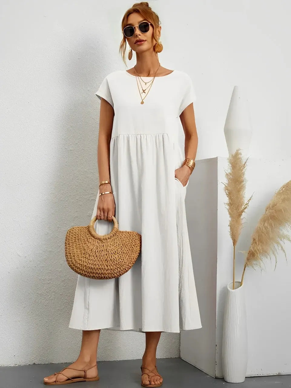 Atemberaubendes Baumwoll-Sommerkleid mit Bequemem Schnitt fÃ¼r Warmes Wetter
