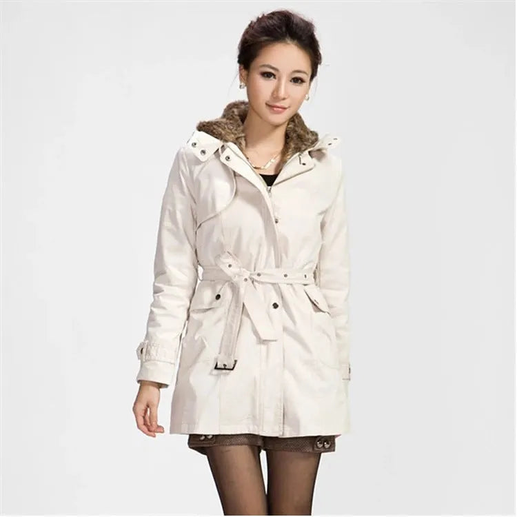 Damen Fleece-Winterjacke mit Reißverschluss und Taschen