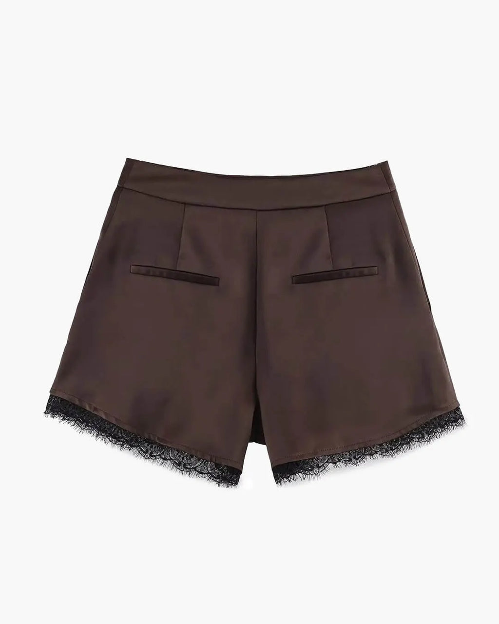 Women's Shorts with Satin Fabric and Lace Trim