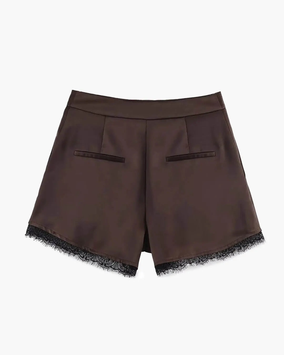 Women's Shorts with Satin Fabric and Lace Trim