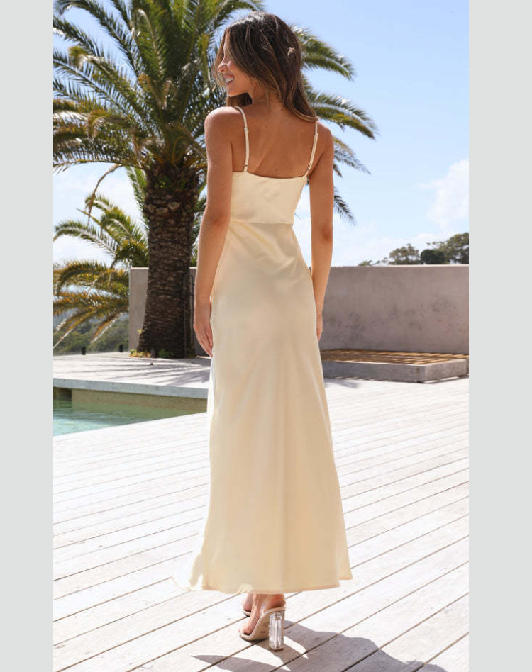 Elegant Women's Dress with Spaghetti Straps and Side Slit
