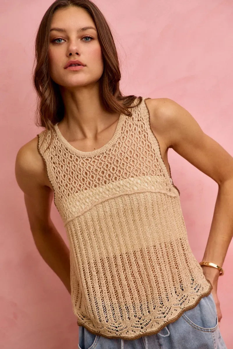SO ME Crochet Lace Light Weight Sweater Vest