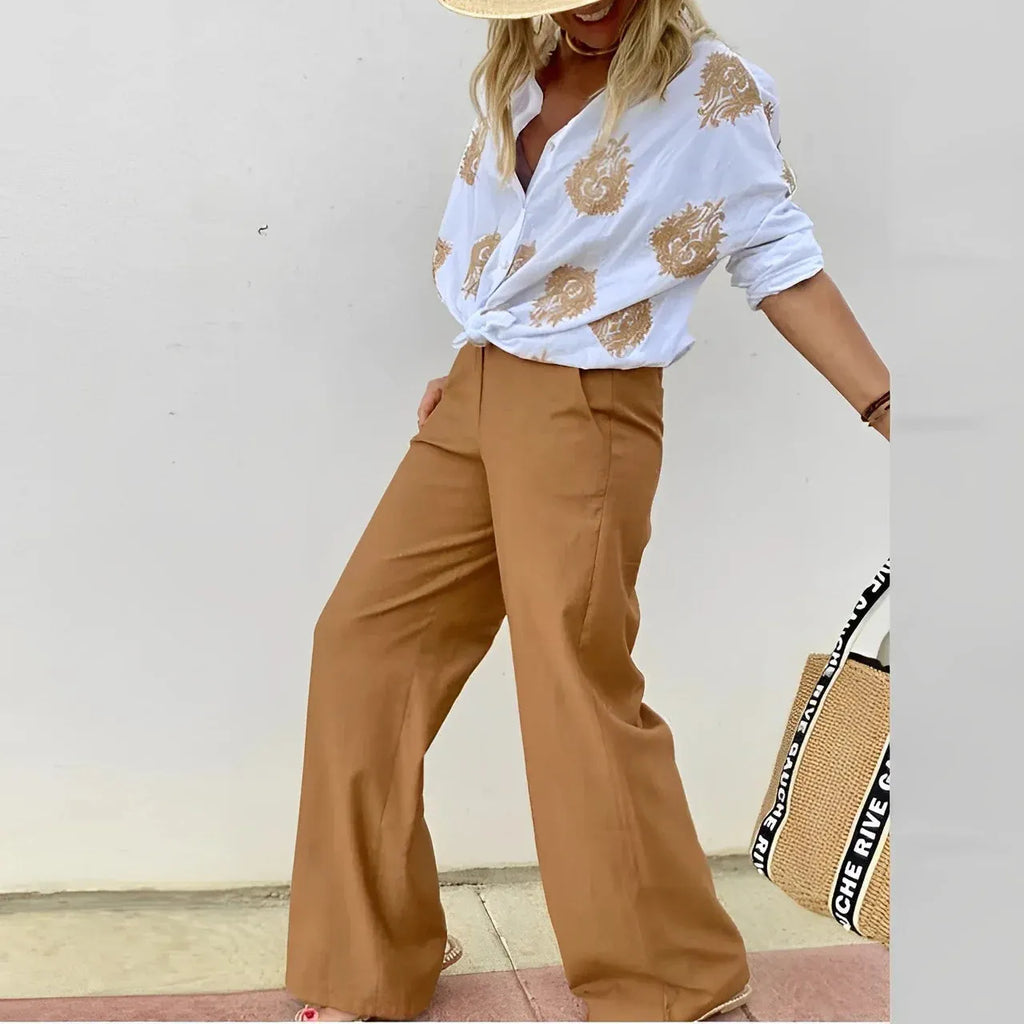 ZARIFA - Dames Linnen Blouse Zomerstijl met Borduuraccenten
