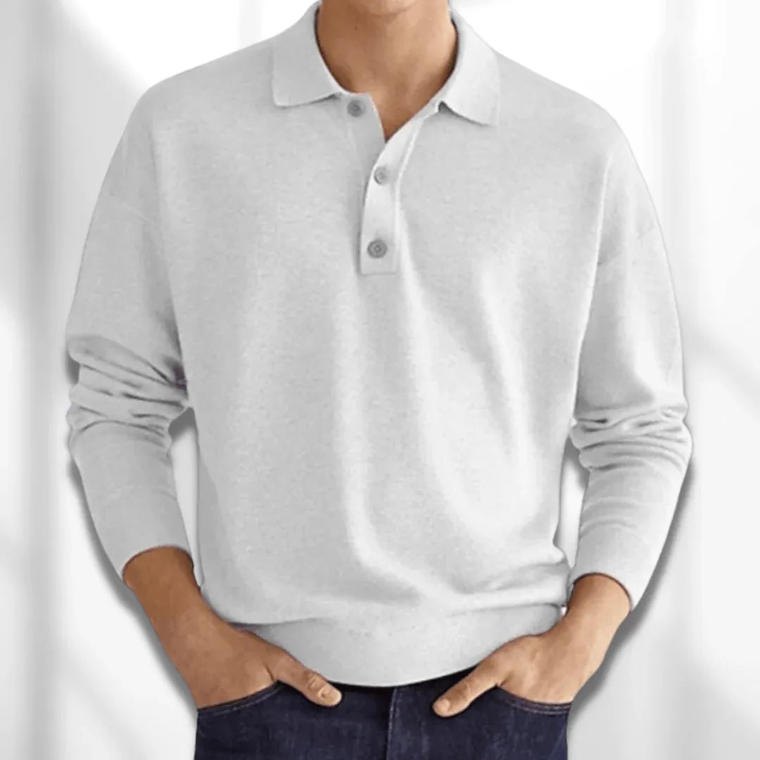 Herren Langarm Poloshirt Schwarz