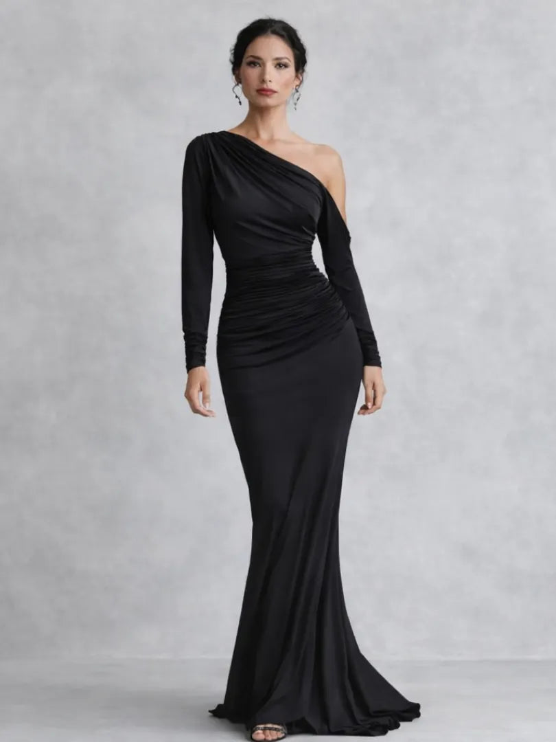 Vivienne | One Shoulder Ruched Maxi Dress