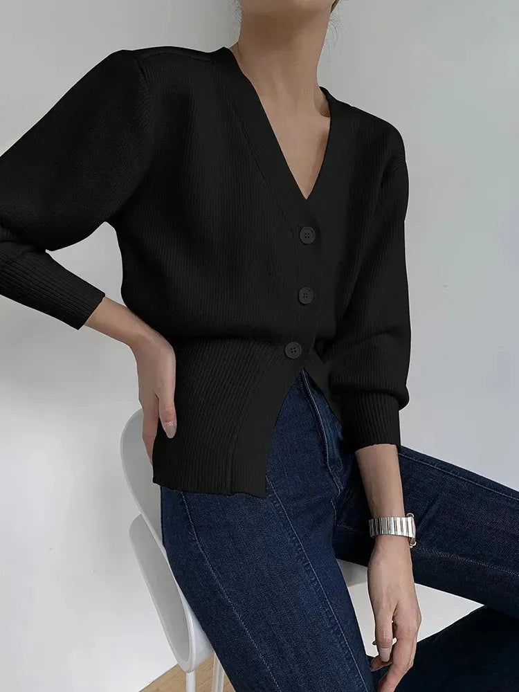 LIBANO | Dames Cardigan Met V-Hals En Knopen – Minimalistisch, Elegant & Veelzijdig Perfect voor Herfstseizoen