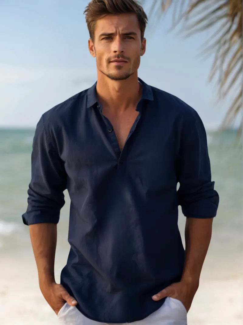 Herren Stilvolles Leinenhemd Elegant Im Sommer FÃ¼r MÃ¤nner