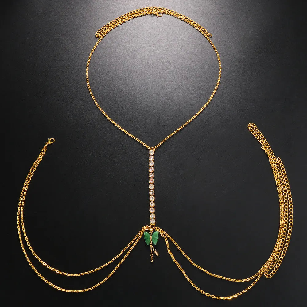 Sexy rhinestone breast chain
