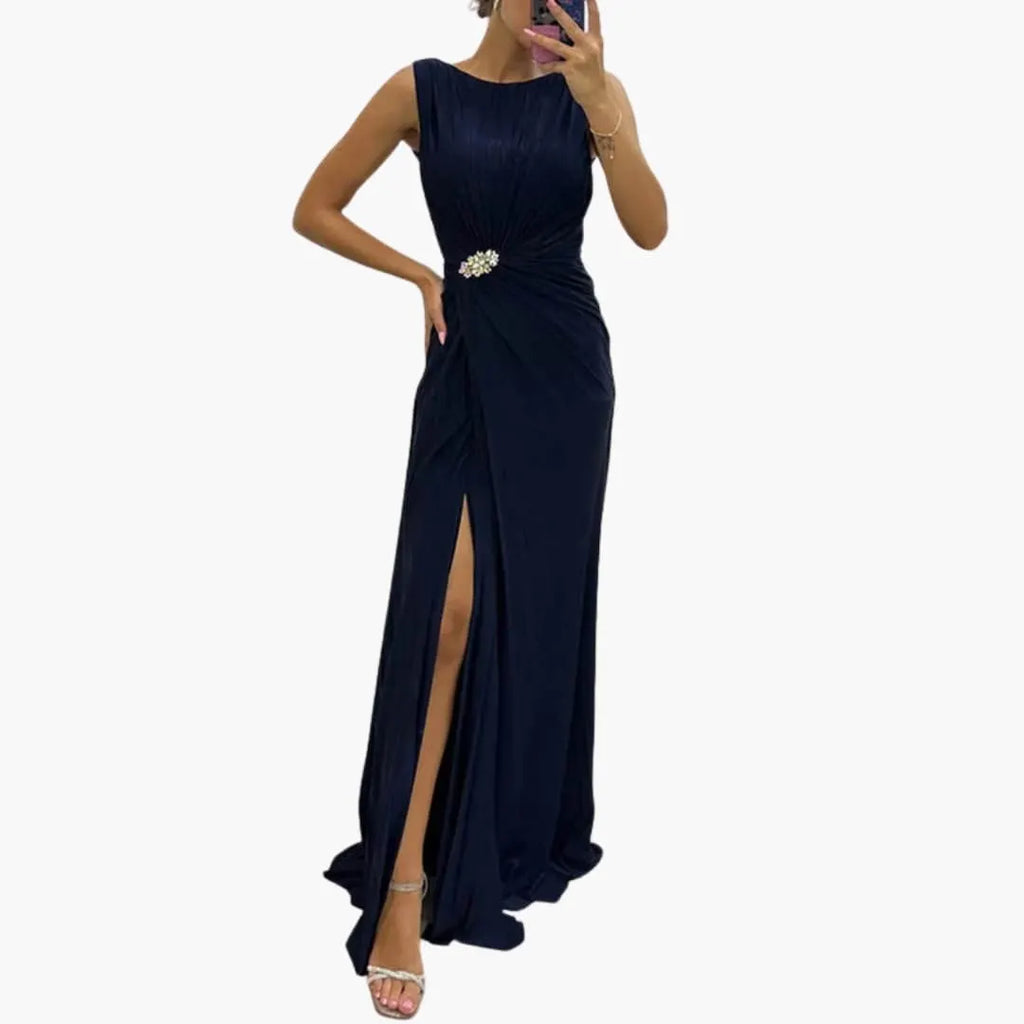 Womenâ€™s Dress with Pleated Surface and Side Slit