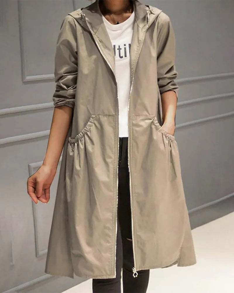 Wasserdichter Langer Trenchcoat Mit