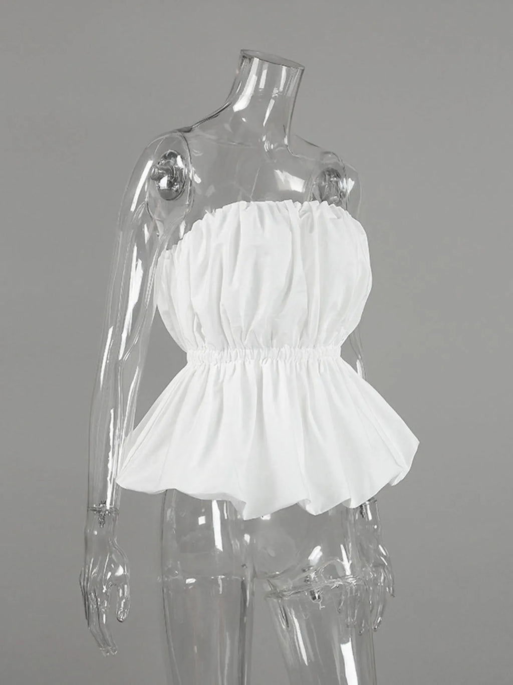 Ruched Bubble Hem Tube Top