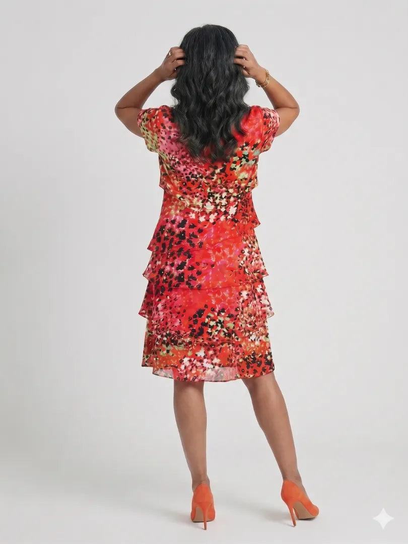Evania | Speckled Tier Knee Length Dress