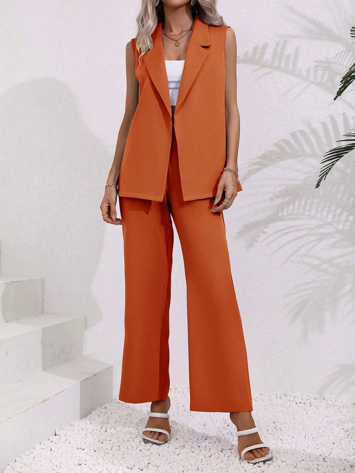 Conjunto Feminino Alfaiataria Laranja Istambul