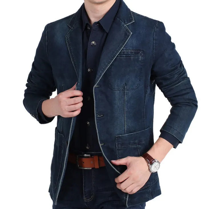 Herren Denim Baumwolle Blazerjacke