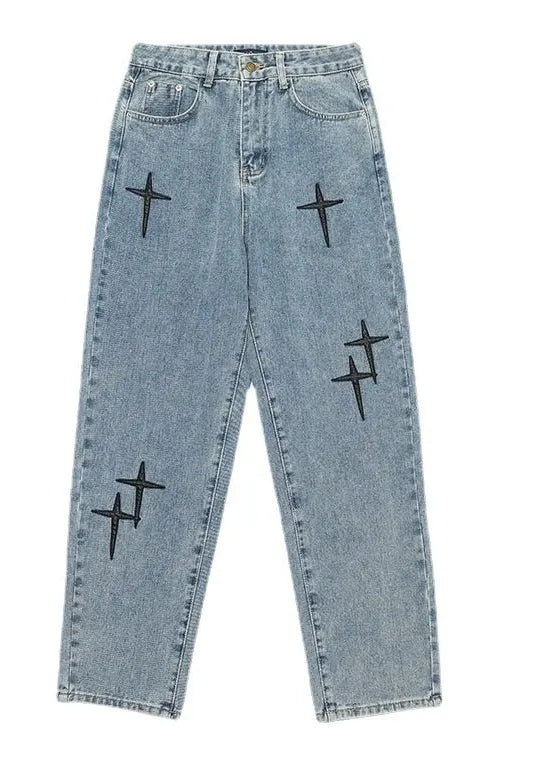 Blasting Bedruckte Baggy Weit Geschnittene Jeans Für Männer
