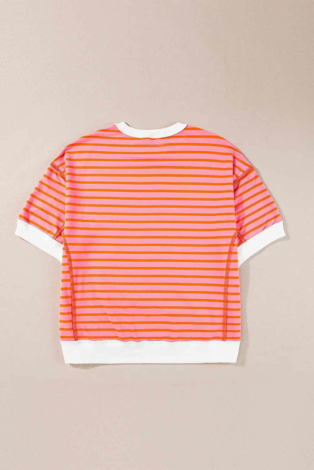 ISA | Gestreept Loose Fit T-Shirt Voor Dames Met Contrast Trim En Wijde Mouwen – Comfortabel, Casual, Stijlvol