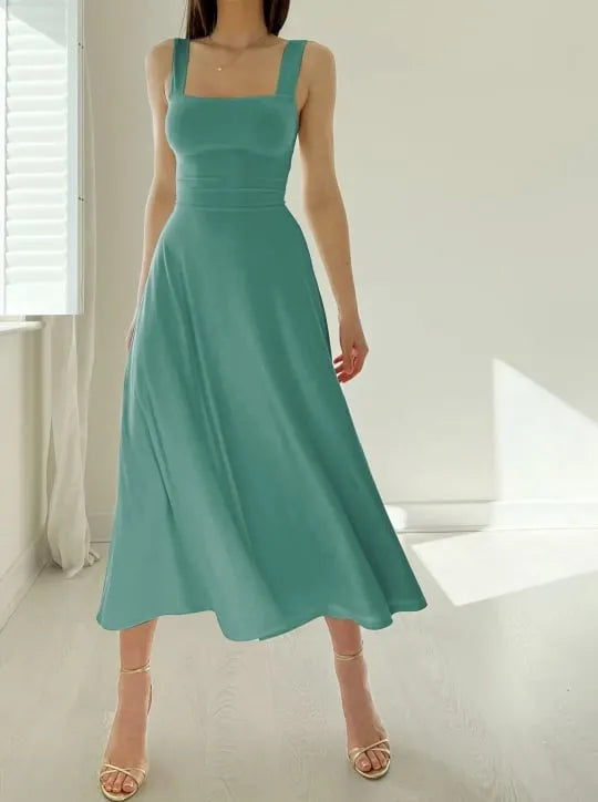 Damen Midikleid mit breiten TrÃ¤gern