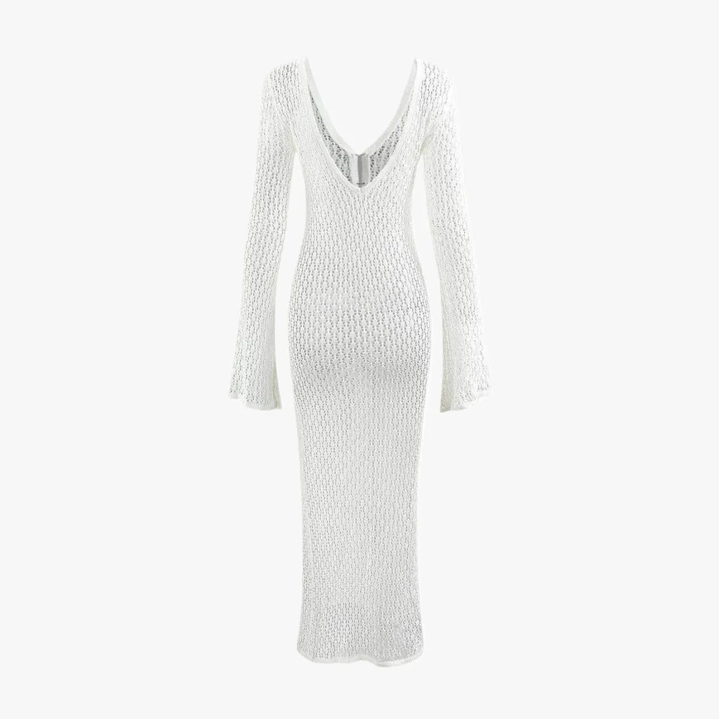 GehÃ¤keltes Maxikleid mit V-Ausschnitt