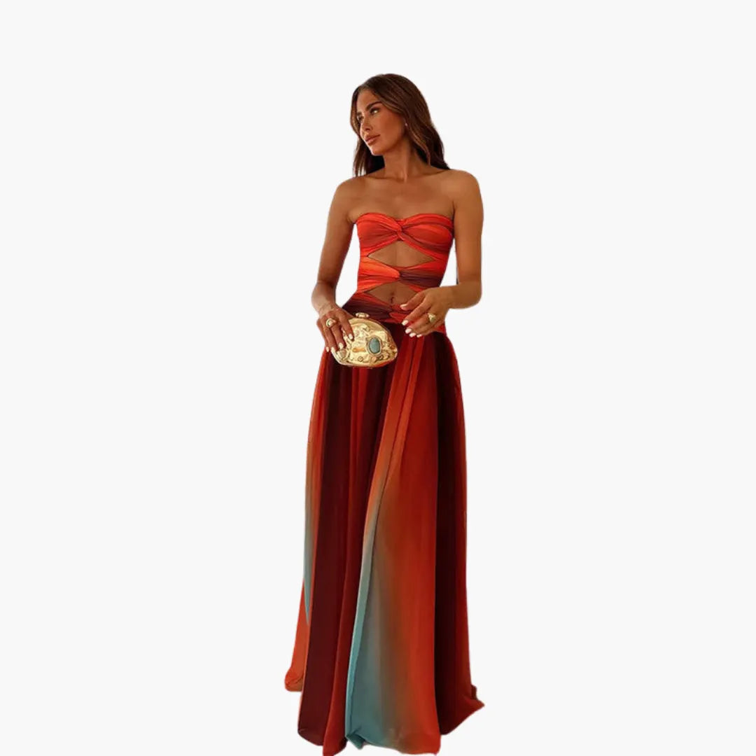 Womenâ€™s Maxi Dress with Cut Out and Gradient