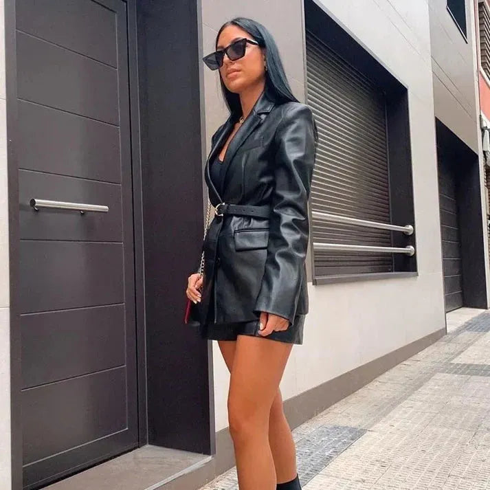 Rosanne | Chic Leather Blazer for Women