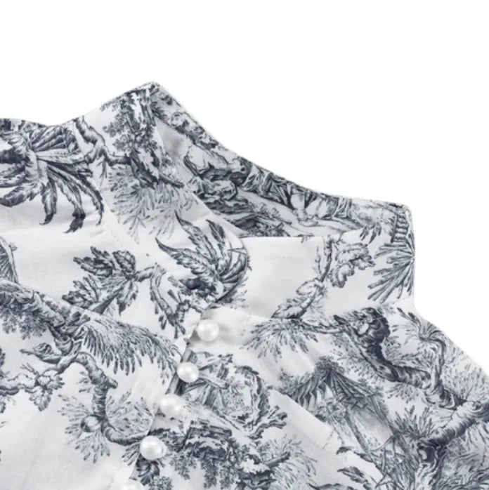 Rie| Romantic Floral Dress with Vintage Print